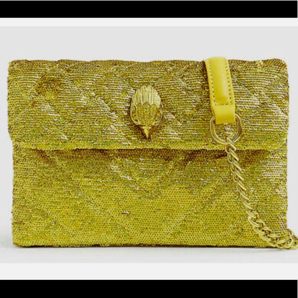 Kurt Geiger Kensington Yellow / Gold Sequin Convertible Bag Sz Medium NWOT